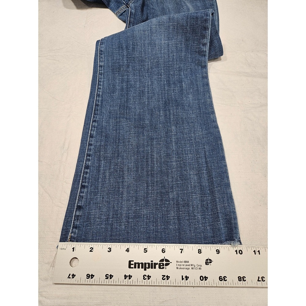Chicos So Slimming Girlfriend Flare Jeans Blue Medium Wash Raw Hem Size 1R 8R - Picture 8 of 8